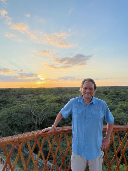 craig zabransky mexico travel writer at sunset inside destino mio yucatan mexico