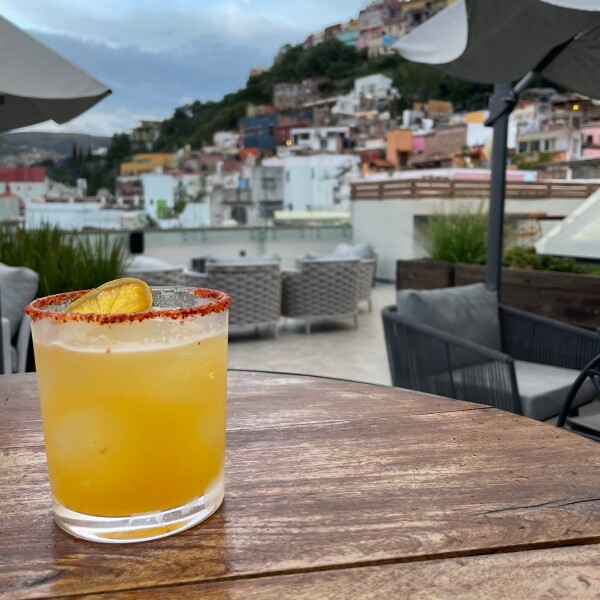 rooftop cocktail in guanjuato mexico 