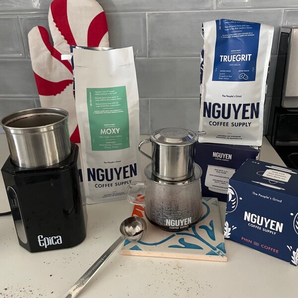 Nguyen Coffee supply making cup with a Phin filter
