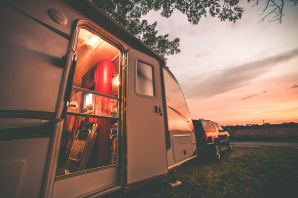 camper image sunset view
