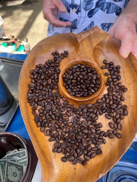 kona coffee beans at the market inOahu, Hawaii