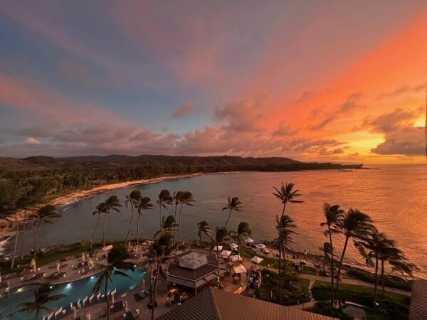 sunset view at turtle bay resort oahu north shore in hawaii 