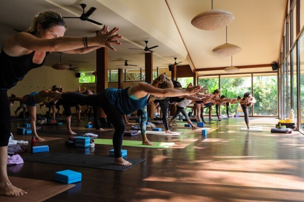 yoga at a retreat