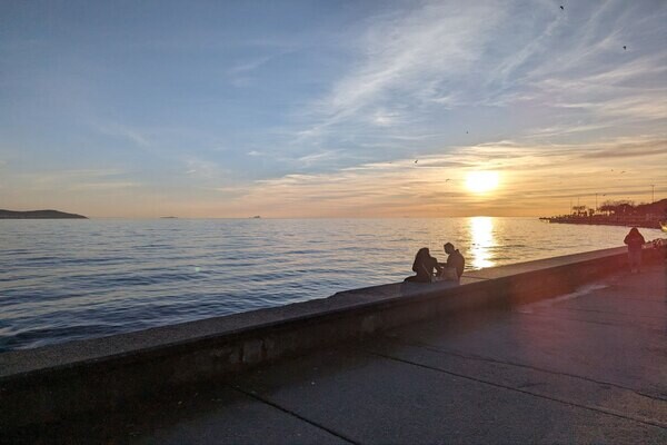 sunset on the beach in Caddebostan Turkey, a hidden gem