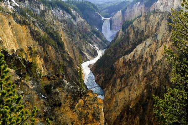yellowstone river and water fall, usa